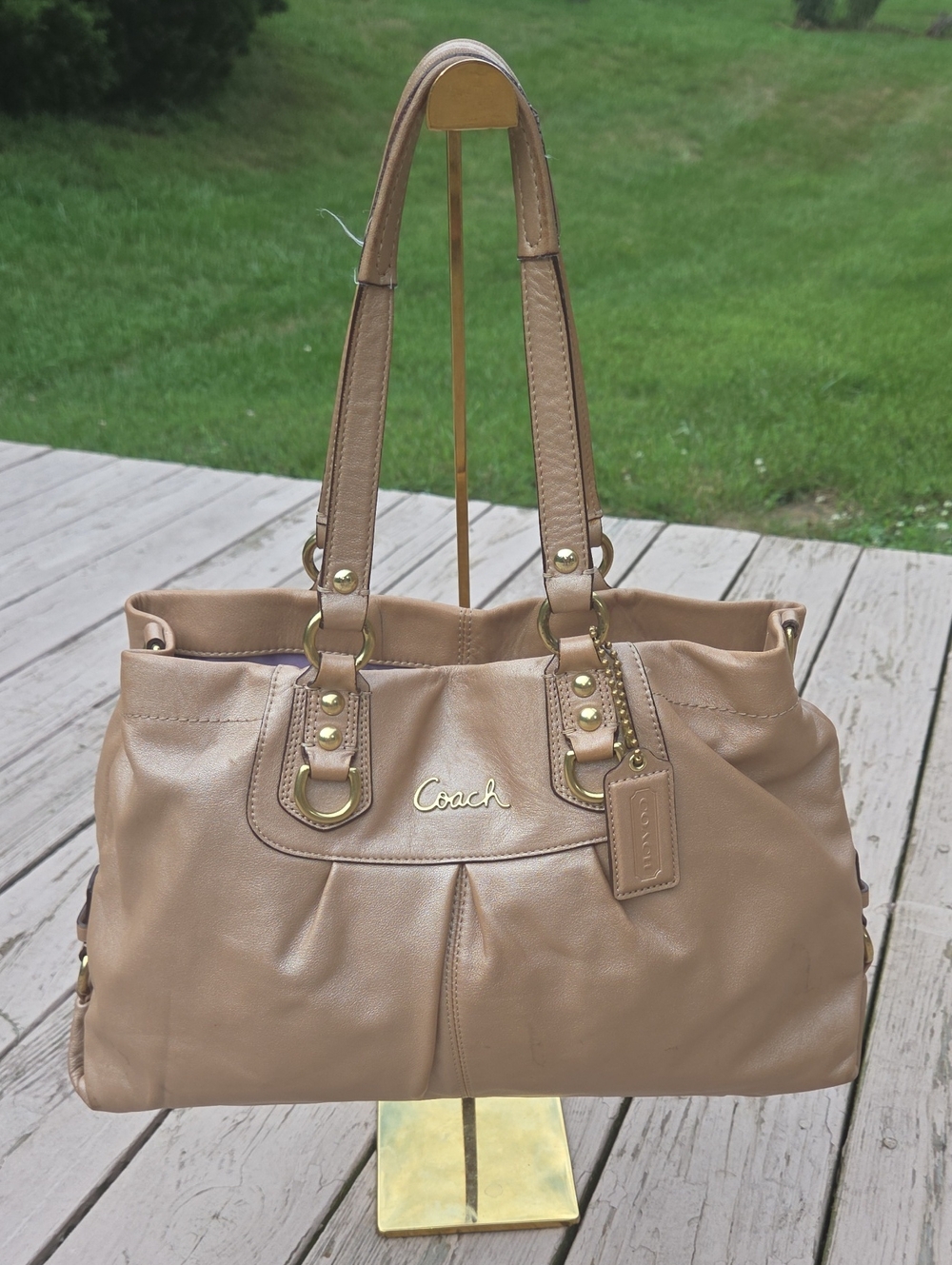 Coach Ashley F15513 2010 Carryall Metallic Leather Satchel $398 Retail GUC